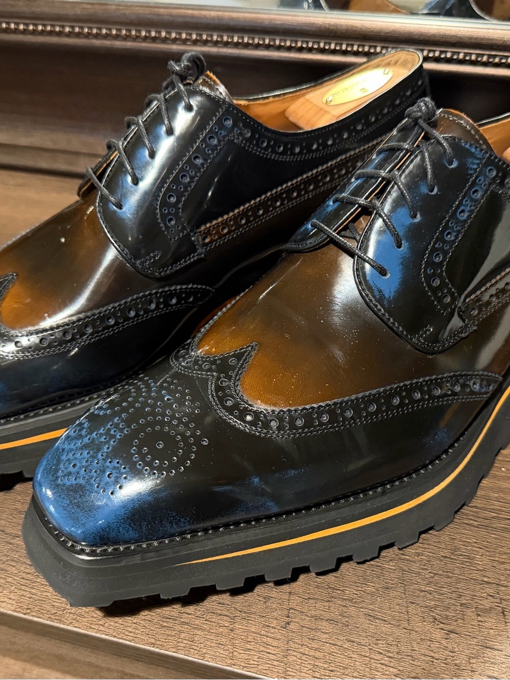 DiVinch Calfskin Blue Brown 2886D Wingtip Derby’s Mens Size 14